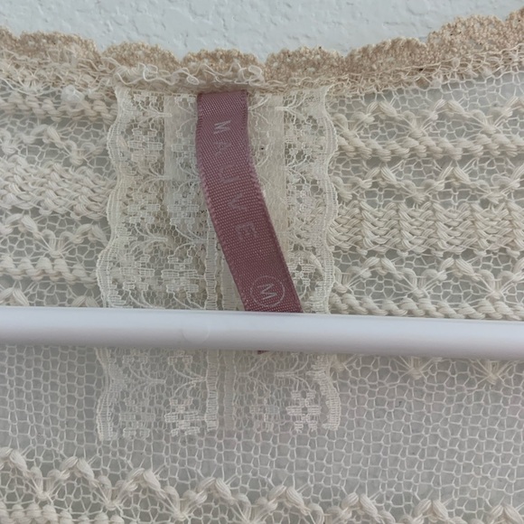 Vintage Off-White Lace Open Cardigan Three Quarter Sleeve Cream Lacey Top - Picture 5 of 6